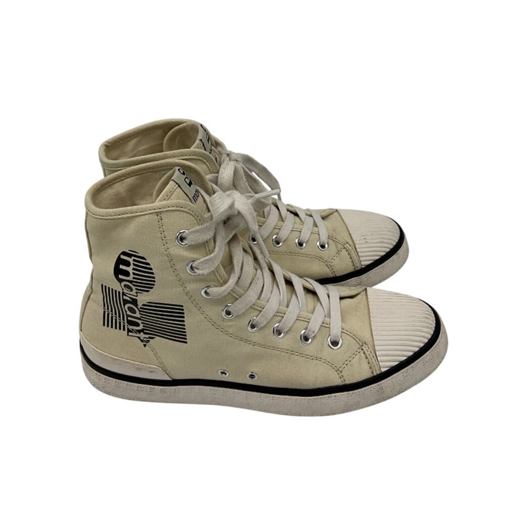 Isabel Marant Canvas Cream Benkeen High Top Sneakers Size 38 EU - Picture 2 of 6